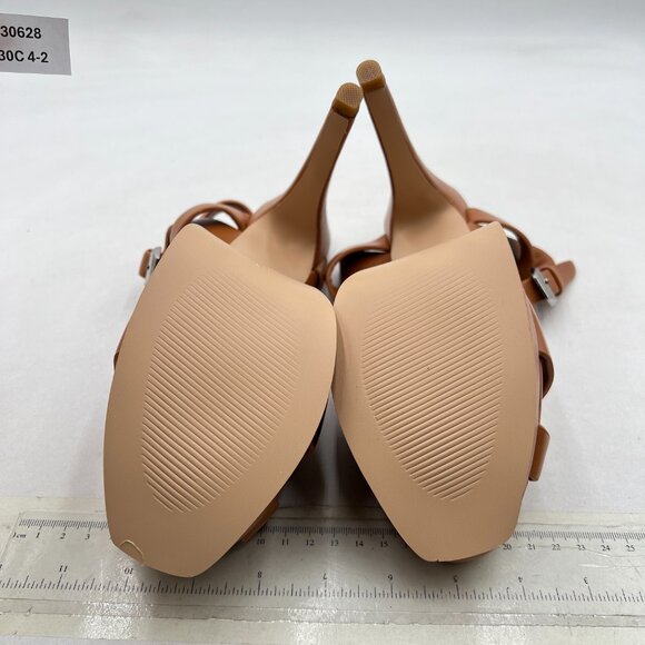 FSJ Brown Strappy Platform Sandals Peep Toe Stiletto Heels T-strap Dress Shoes - Picture 7 of 8